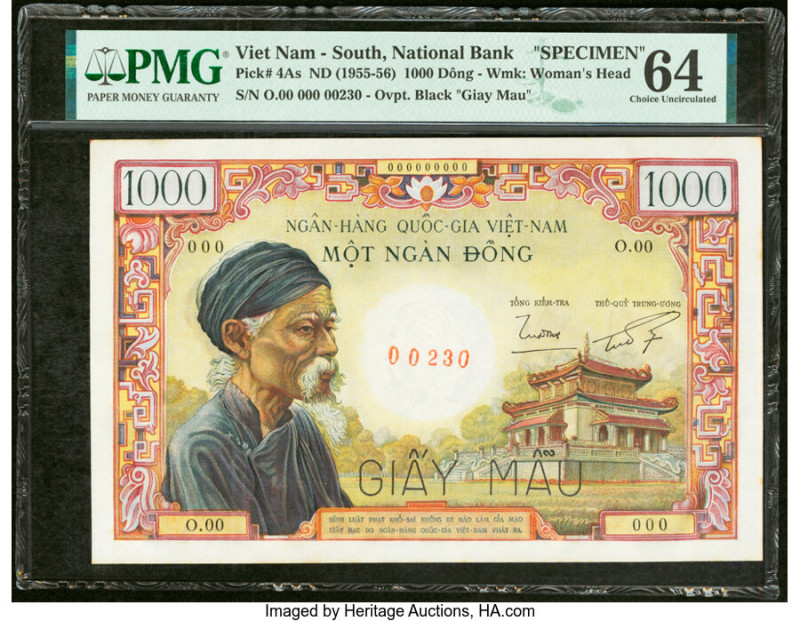 South Vietnam National Bank of Viet Nam 1000 Dong ND (1955-56) Pick 4As Specimen...