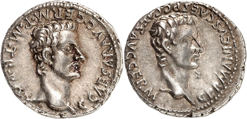 EMPIRE ROMAIN 
Caligula et Germanicus, 37-41. Denier vers 37 ap. J.-C., Lugdunu...