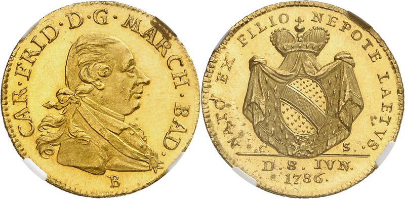 ALLEMAGNE
Bade
Charles Frédéric, 1746-1811. Ducat 1786 B//CS. Durlach. Buste h...