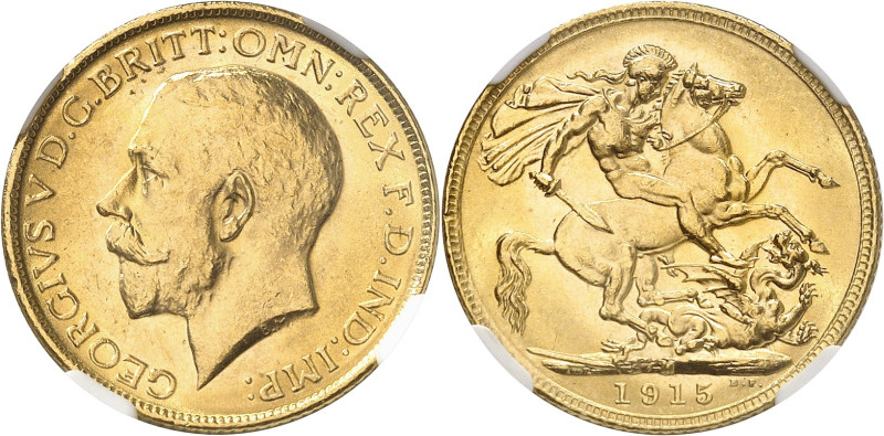 AUSTRALIE
George V, 1910-1936. Souverain 1915 M, Melbourne. Tête nue à gauche /...