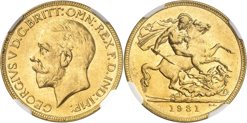 AUSTRALIE
George V, 1910-1936. Souverain 1931 P, Perth. Tête nue à gauche / Sai...