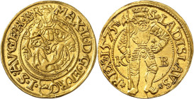 AUTRICHE / SAINT-EMPIRE
Maximilien II, 1564-1576. Ducat 1575, Kremnitz. Vierge à l'enfant dans un cercle perlé / Saint Ladislas debout de face tenant...