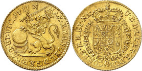 BELGIQUE
Namur, Comté
Maximilien Emmanuel de Bavière, 1711-1714. Souverain (ou Lion d'or) 1711, Namur. Lion brandissant une épée à gauche / Armoirie...
