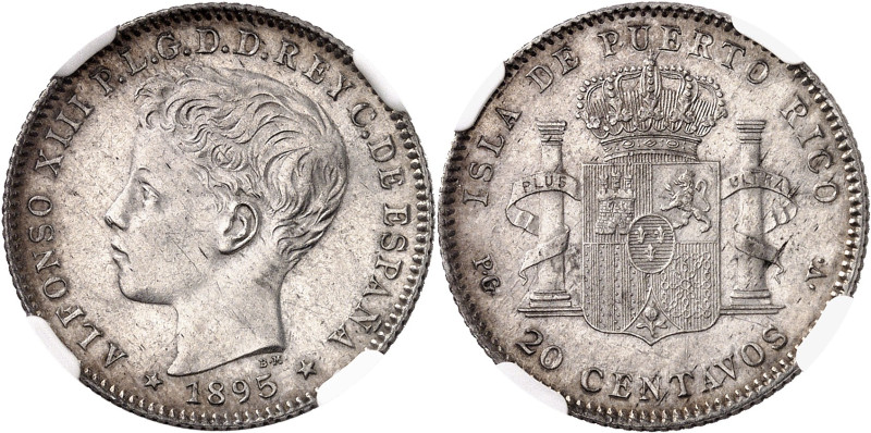 ESPAGNE
MONNAIES COLONIALES - Porto Rico
Alphonse XIII, 1886-1898. 20 Centavos...