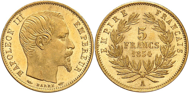 FRANCE
Epoque contemporaine
Second Empire, 1852-1870. 5 Francs 1854 A, Paris. ...