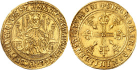 FRANCE
MONNAIES PROVINCIALES - Bretagne
Anne de Bretagne, 1488-1514. Cadière d'or non datée (1498), Nantes. Anne trônant de face, tenant une épée et...
