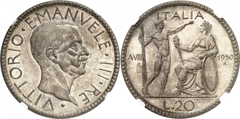 ITALIE
Royaume d'Italie
Victor-Emmanuel III, 1900-1946. 20 Lire 1930/VIII R, R...