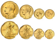 ITALIE
Royaume d'Italie
Victor-Emmanuel III, 1900-1946. Série de 4 monnaies : 100, 50, 20 et 10 Lire 1926 R, Rome. Buste du roi en uniforme à gauche...