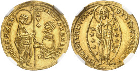 ITALIE
Venise - Levant
Anonyme (Chios?). Ducat, probablement seconde moitié du XIVème siècle. Le doge à genoux, tourné vers la gauche, face à saint ...