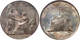SUISSE
Genève
République de Genève. Médaille en argent 1824 commémorant l'adhésion de Genève à la Confédération suisse, par A. Bovy et A. Bovet, Gen...
