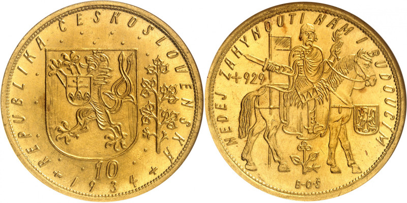 TCHÉCOSLOVAQUIE
Première République, 1918-1938. 10 Ducats 1934, Kremnitz. Écu a...