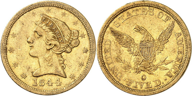 USA
5 Dollars 1844 O, New Orleans. Variété avec PETITE DATE. 8,38g. Fr. 141.
...