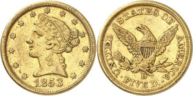 USA
5 Dollars 1853 D, Dahlonega. 8,33g. Fr. 140.

Rare. Très beau.