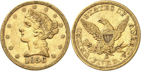 USA
5 Dollars 1856 S, San Francisco. 8,31g. Fr. 142.

Rare. TB.