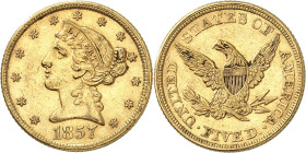 USA
5 Dollars 1857. 8,34g. Fr. 138.

Très beau.