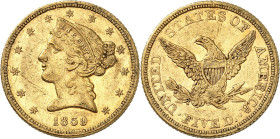 USA
5 Dollars 1859. Variété avec PETITE DATE. 8,33g. Fr. 138.

TB.