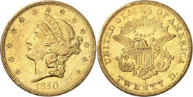 USA
20 Dollars 1850 O, New Orleans. 33,40g. Fr. 171.

Rare. Très beau.