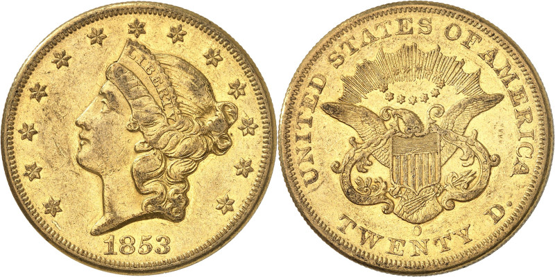 USA
20 Dollars 1853 O, New Orleans. 33,35g. Fr. 171.

Très bel exemplaire.