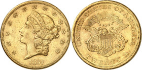 USA
20 Dollars 1857 S, San Francisco. Variété avec PETITE LETTRE D'ATELIER. 33,41g. Fr. 172.

Très beau.