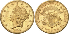 USA
20 Dollars 1858 S, San Francisco. 33,42g. Fr. 172.

Très beau.
