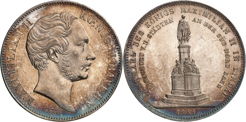 ALLEMAGNE
Bavière
Maximilien II, 1848-1864. Double Taler 1856, Munich. Tête nu...