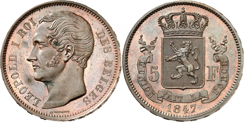 BELGIQUE
Royaume de Belgique
Léopold I, 1831-1865. 5 Francs 1847, Bruxelles. E...