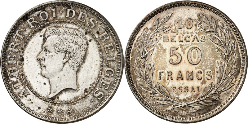 BELGIQUE
Royaume de Belgique
Albert I, 1909-1934. 50 Francs - 10 Belgas non da...