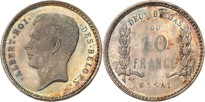 BELGIQUE
Royaume de Belgique
Albert I, 1909-1934. 10 Francs - deux Belgas non ...