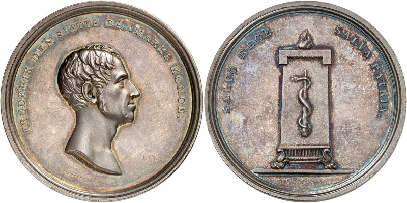 DANEMARK
Frédéric VI, 1808-1839. Médaille en argent 1822 commémorant le rétabli...