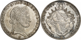 HONGRIE
Ferdinand I, 1835-1848. Taler 1837 B, Kremnitz. Buste lauré à droite. Lettre d'atelier au-dessous / Madone assise de face dans les nuages, le...
