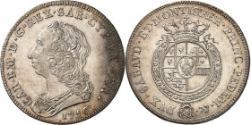 ITALIE
Piémont Sardaigne
Charles-Emmanuel III, 1730-1773. Scudo da 6 lire 1756, Turin. Buste drapé et cuirassé à gauche. Date au-dessous / Ecu ovale...