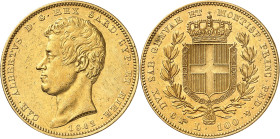 ITALIE
Piémont Sardaigne
Charles-Albert, 1831-1849. 100 Lire 1842 P (aigle), Turin. Tête nue à gauche. Date au-dessous / Ecu couronné et collier de ...
