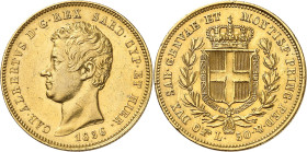 ITALIE
Piémont Sardaigne
Charles-Albert, 1831-1849. 50 Lire 1836 P (aigle), Turin. Tête nue à gauche. Date au-dessous / Ecu couronné et Collier de l...