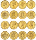 ITALIE
Piémont Sardaigne
Charles-Albert, 1831-1849. Lot de 8 pièces de 20 Lires : 1844 P Turin, 1845 P Gênes, 1846 P Turin, 1847 P Turin, 1847 P Gên...