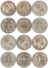 ITALIE
Piémont Sardaigne
Victor-Emmanuel II, 1849-1861. Lot de 6 pièces de 5 Lire : 1852 P Gênes, 1854 P Gênes, 1857 B Turin, 1859 P Gênes, 1860 B T...