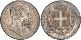 ITALIE
Royaume d'Italie
Victor-Emmanuel II, roi élu, 1859-1861. 5 Lire 1859 BOLOGNA, Bologne. Buste nu à droite. Date au-dessous / Armoiries couronn...