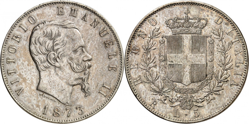 ITALIE
Royaume d'Italie
Victor-Emmanuel II, roi d'Italie, 1861-1878. 5 Lire 18...