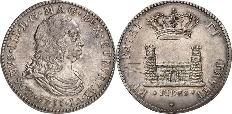 ITALIE
Livourne
Tollero 1711, Florence. Buste drapé à droite. Date au-dessous ...