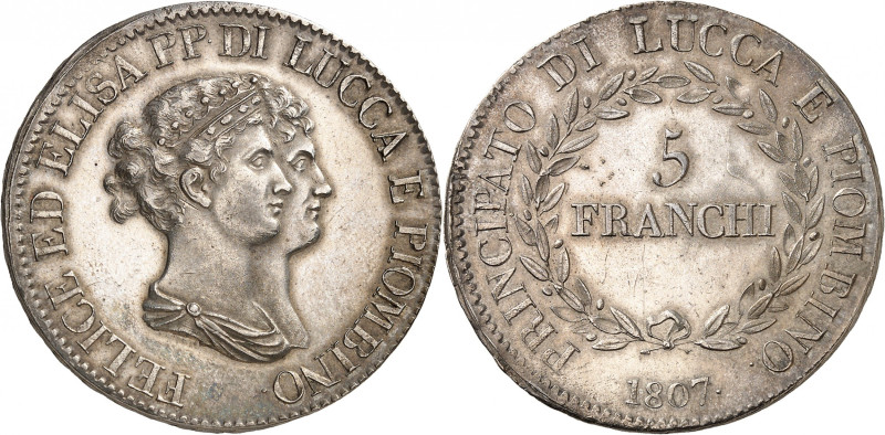 ITALIE
Lucques et Piombino
Elise Bonaparte et Félix Baciocchi, 1805-1814. 5 Fr...