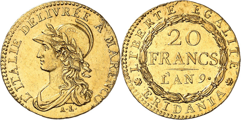 ITALIE
Piémont
République Subalpine, 1798-1802. 20 Francs An 9 (1801), Turin. ...