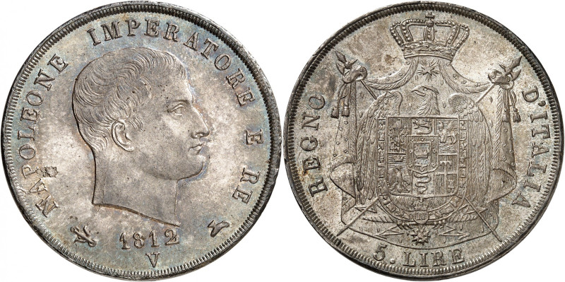 ITALIE
Venise
Royaume d'Italie - Napoléon I, 1805-1814. 5 Lire 1812 V, Venise....