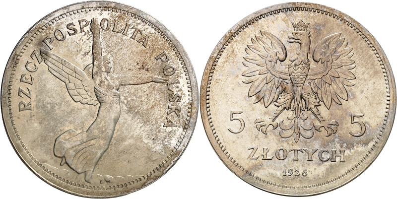 POLOGNE
Première République, 1918-1939. 5 Zlotych 1928, Bruxelles. ESSAI en ARG...