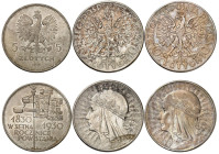 POLOGNE
Première République, 1918-1939. Lot de 3 monnaies : 5 Zlotych 1930, Varsovie, 10 Zlotych 1932, Londres, et 10 Zlotych 1933, Varsovie. Oriflam...