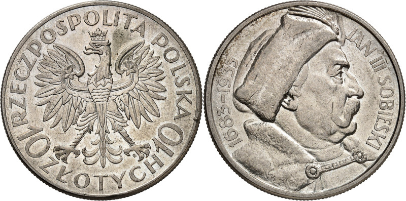 POLOGNE
Première République, 1918-1939. 10 Zlotych 1933, Varsovie. Aigle couron...