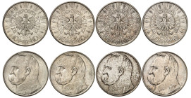POLOGNE
Première République, 1918-1939. Lot de 4 monnaies : 10 Zlotych 1936, Varsovie, 10 Zlotych 1937, Varsovie, 10 Zlotych 1938, Varsovie, et 10 Zl...