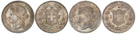 SUISSE
Confédération
Lot de 2 monnaies : 5 Francs 1894 B, Berne, et 5 Francs 1895 B, Berne. Comme précédemment. 24,98g. Et 24,98g. Dav. 392; D.T. 29...
