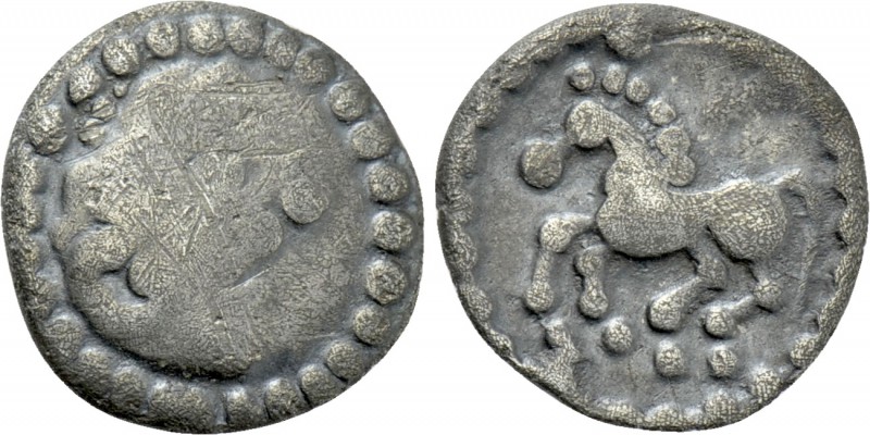 WESTERN EUROPE. Central Gaul. Aedui. Quinarius (1st century BC). 

Obv: Styliz...