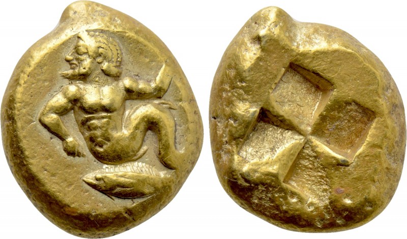 MYSIA. Kyzikos. EL Stater (Circa 500-450 BC).

Obv: Triton left, holding wreat...