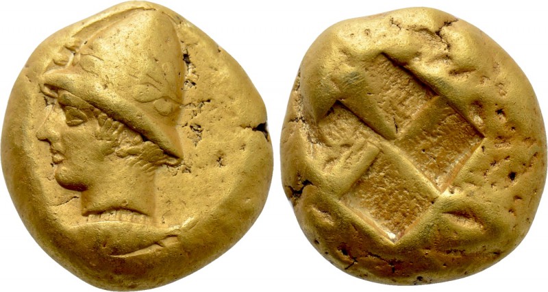 MYSIA. Kyzikos. EL Stater (Circa 450-350 BC).

Obv: Youthful head of Kabeiros ...