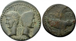 GAUL. Nemausus. Augustus with Agrippa (27 BC-14 AD). Ae Dupondius.